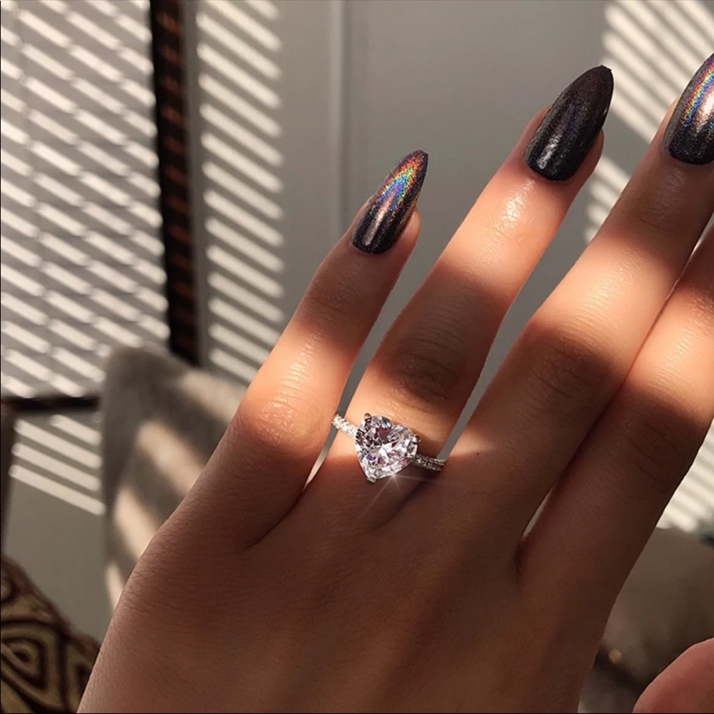 New Heart 925  Silver Sapphire Ring - Picture 5 of 6